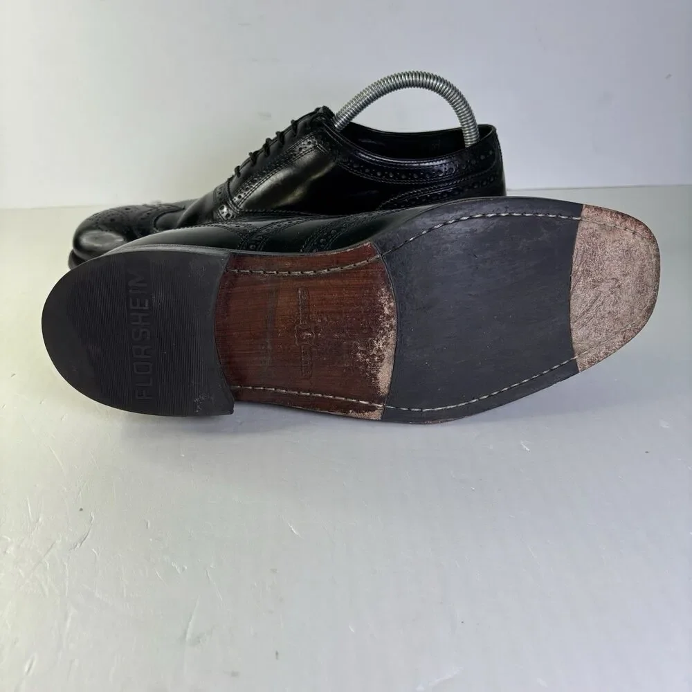 Florsheim Lexington Black Leather Wingtip Oxford Dress Shoes Men's Size 10 D